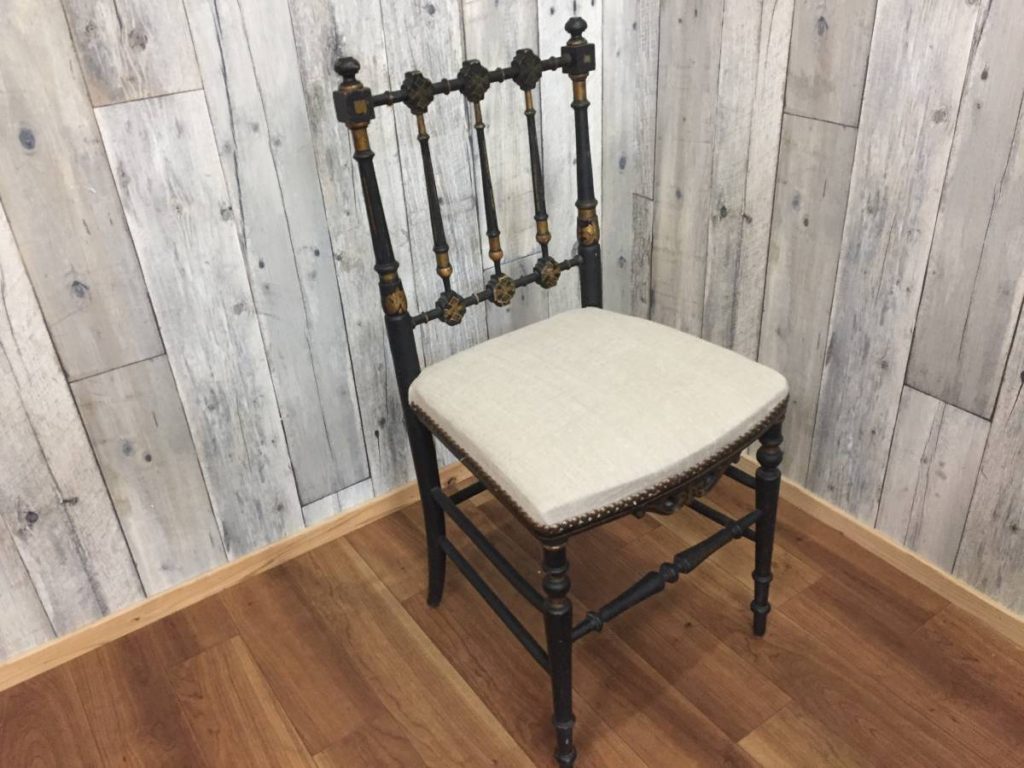 アンティークチェアアンティーク フランス製 ナポレオンチェア 椅子ブラックｘゴールド フレーム